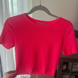 Alice + Olivia Neon Pink Beaded Crop Top